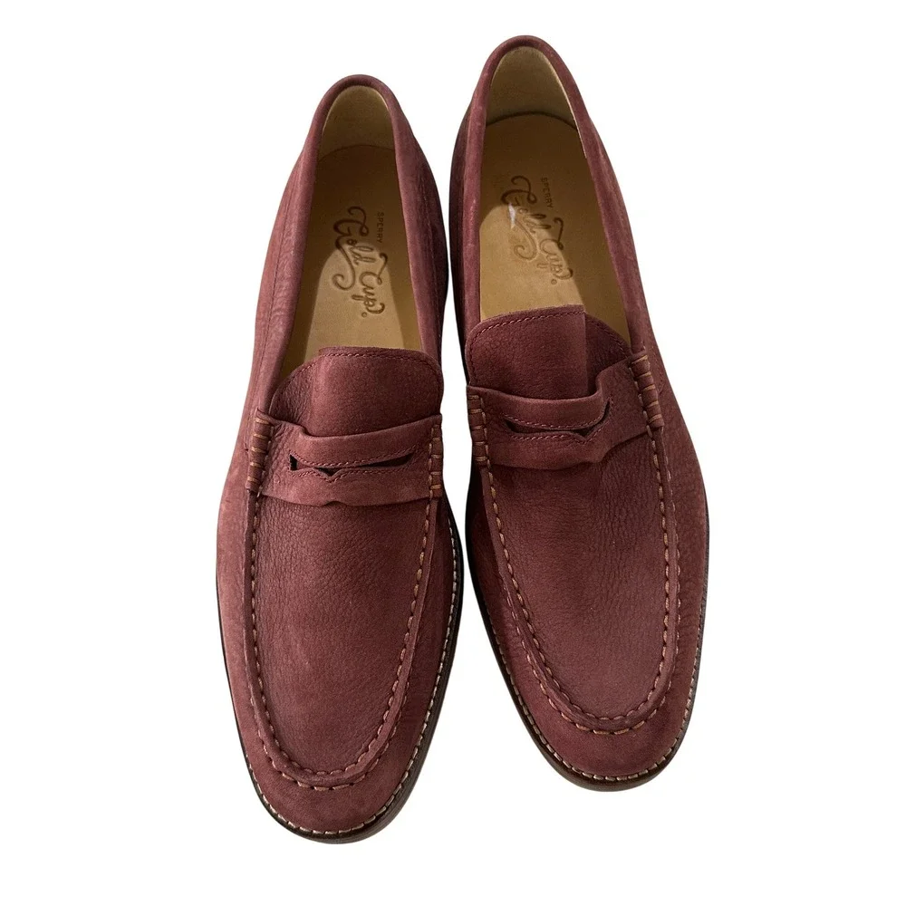 Sperry Gold Cup Exeter Penny Loafer Burgundy Nubuck Leather‎ Mens 11.5 STS18374